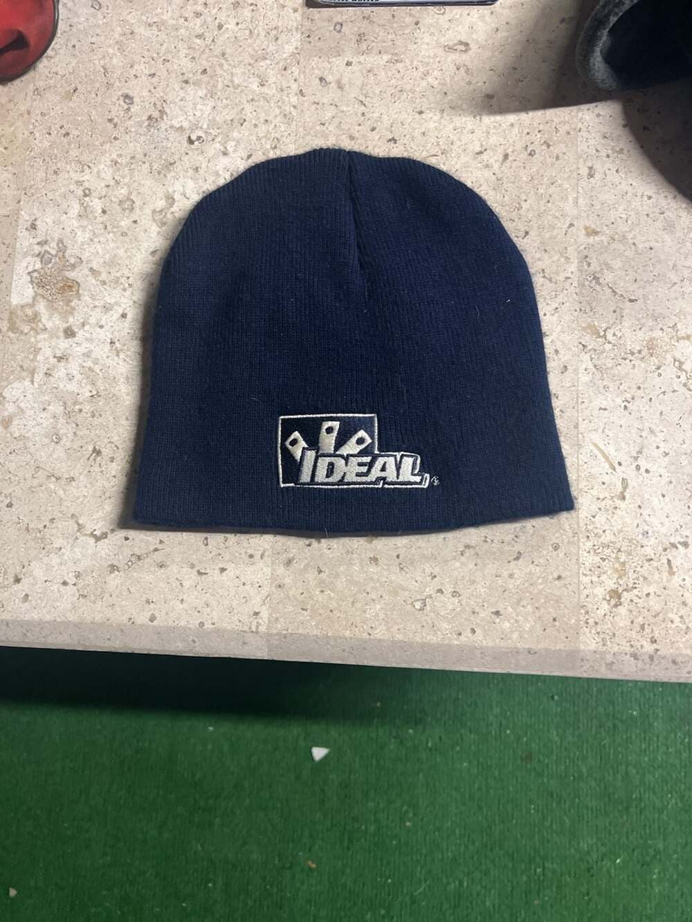 Vintage CapAmerica Navy Blue Knit Beanie with Embroidered Ideal Logo